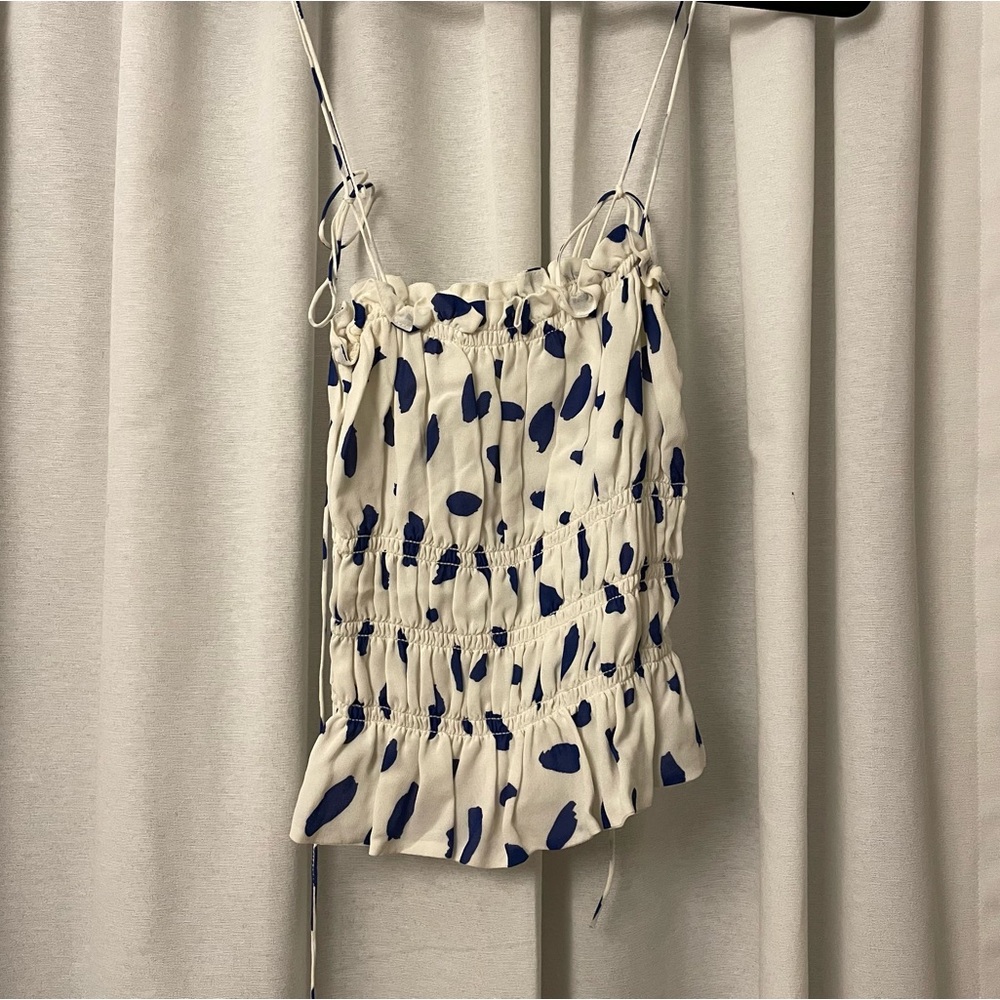 Reformation smocked polka dot top